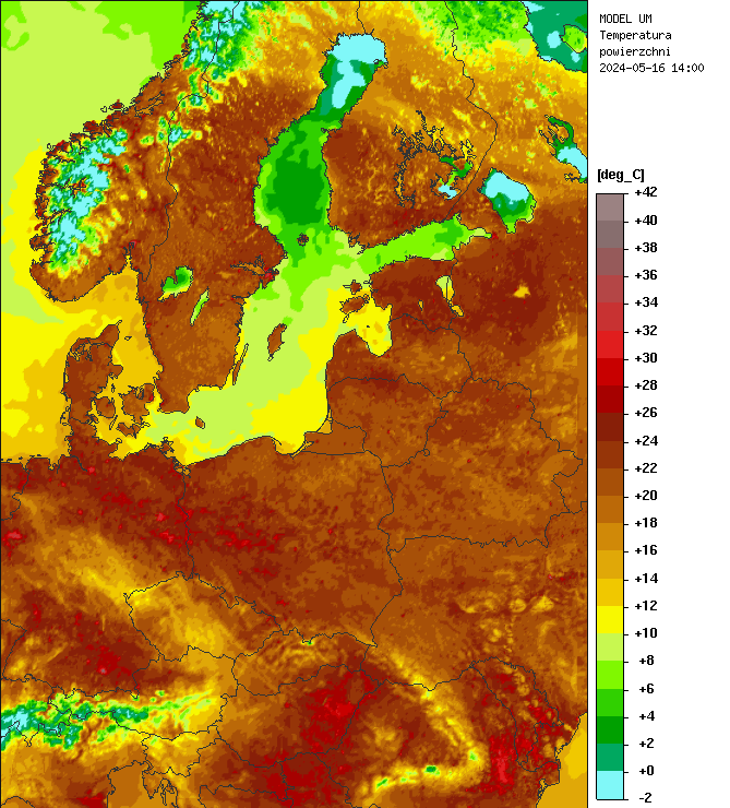 Rozkład temperatury w Polsce